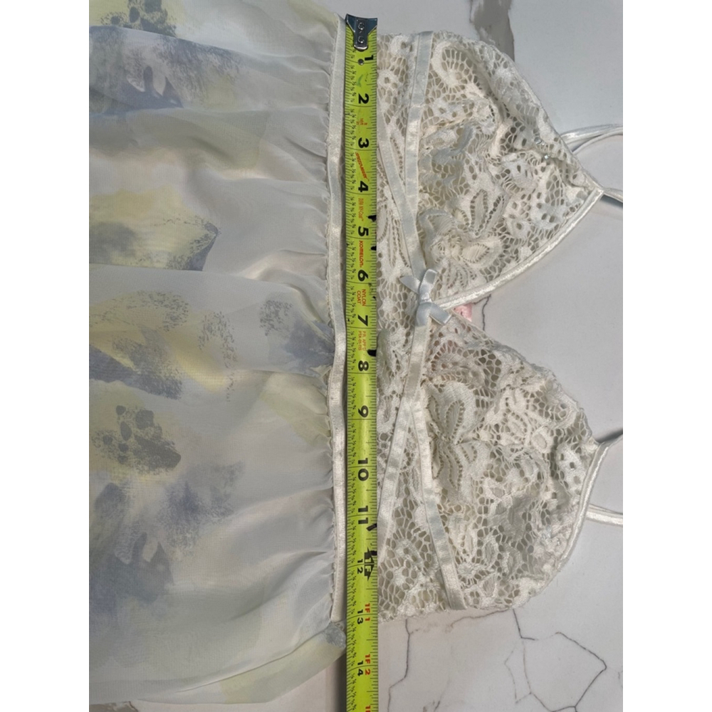 La Vie en Rose Y2K Babydoll Slip Dress S Sheer Lace Coquette Soft Girl Pastel - Picture 7 of 8